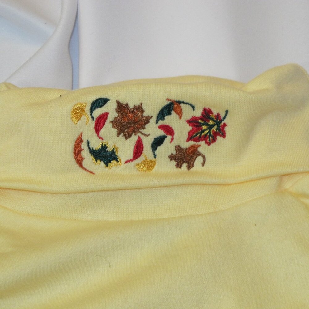 PBJ Sport yellow turtleneck with fall foliage XL